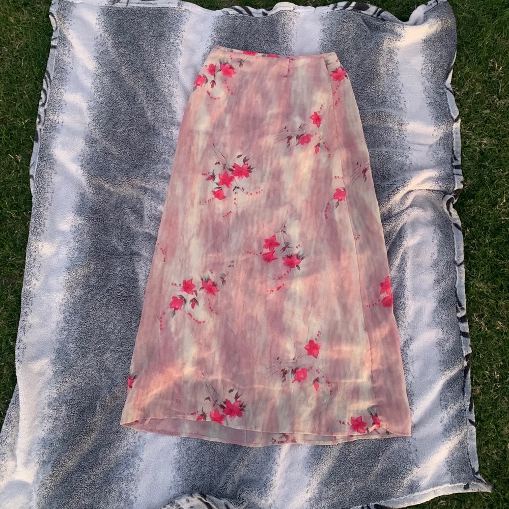 Light pink floral maxi skirt